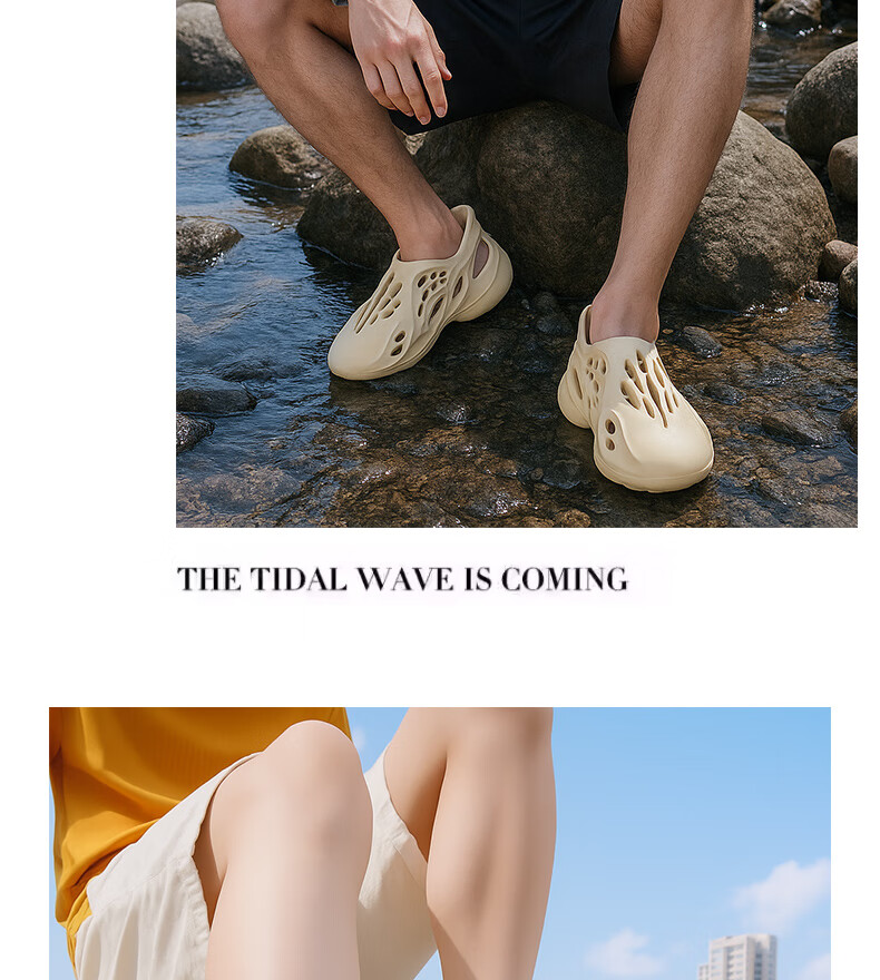 FOOTOPPO EVA Coconut Hole Shoes for Men, Summer Outdoor Wear, Sports Non-Slip Sandals, Slip-On Closed-Toe Slippers 21