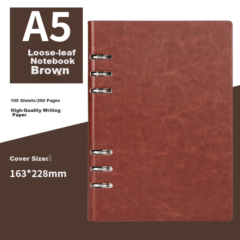 Xutong A5/25K Hollow Loose-Leaf Notebook Business Journal, 100 Sheets 200 Pages Office Notebook, Stationery Diary Meeting Record Book Customizable Logo for Organizations And Businesses