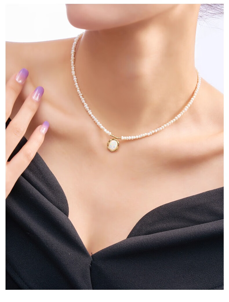 Amber Lollipop Pearl Necklace for Women, Collarbone Chain, European Style Necklace, Birthday And Mother's Day Gift for Mom Or Wife, Practical Present 6