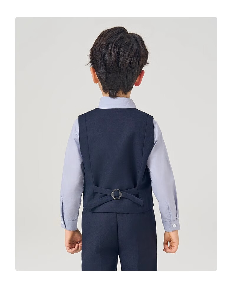 Romon Children's Suit Vest Boys' Piano Dark Blue Vest Student Host Performance Boys' Formal Wear Dark Blue 160 8