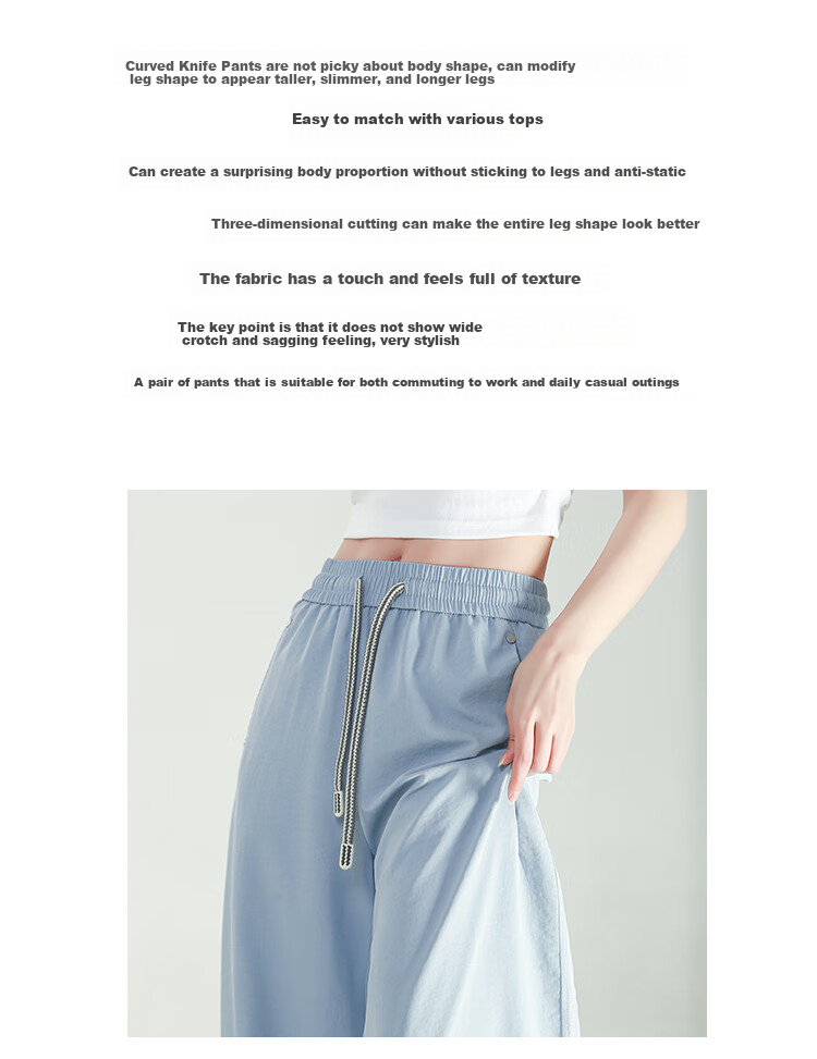 Free Style Ice Silk Wide-Leg Pants for Women Summer Thin High Waist Slim Loose Draped Straight-Leg Casual Trousers 2026 New Arrival 2