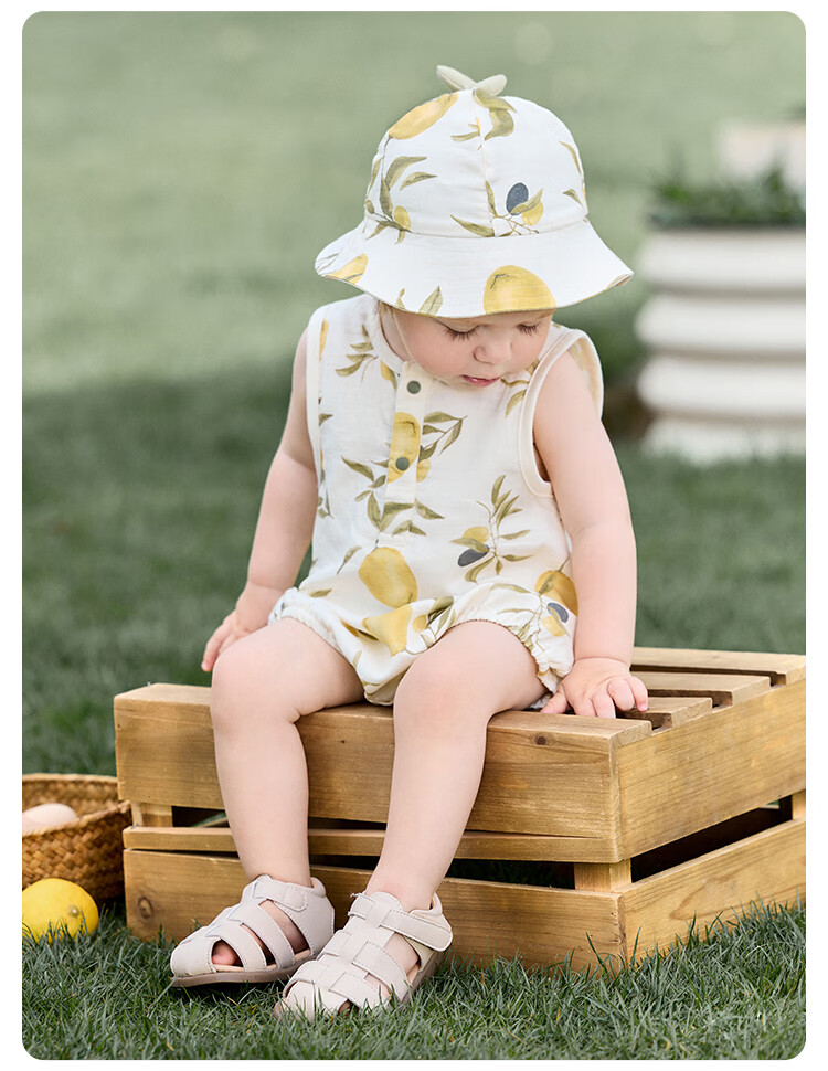 Babylove [Bobbly Fruit Tea] Infant Bodysuit, Summer Thin Bamboo Cotton Camellia Baby Breathable Sleeveless Triangle Romper 10