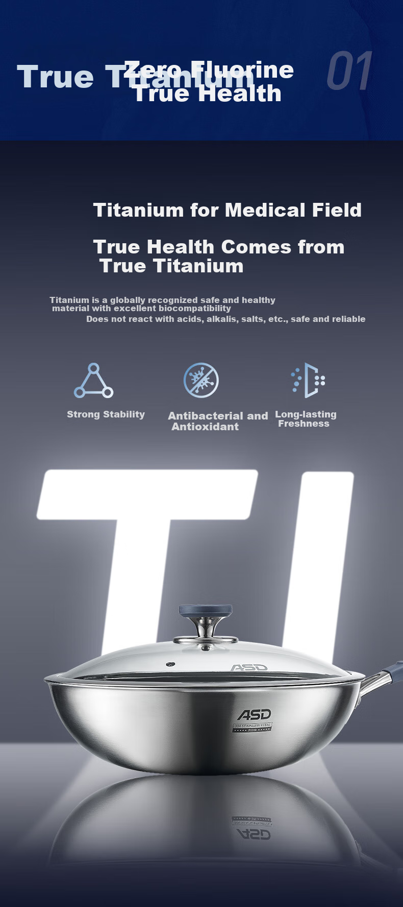 ASD Wok with Real Titanium Non-Stick Coating, No Fluorine Layer, Titanium-Containing Stir-Fry Pan, 32cm, Compatible with Gas And Induction Cooktops 5