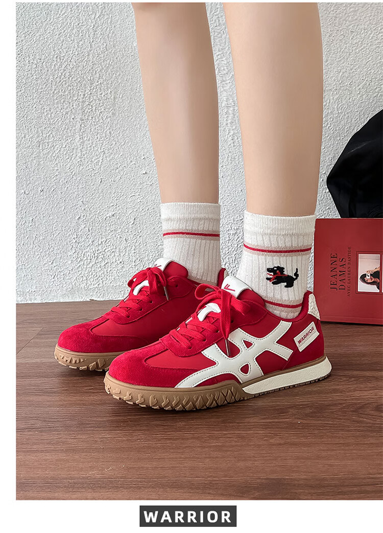 Warrior Red Women's Training Shoes Autumn Retro Niche Casual Sports Sneakers 5062 Beige/Black Size 35 10
