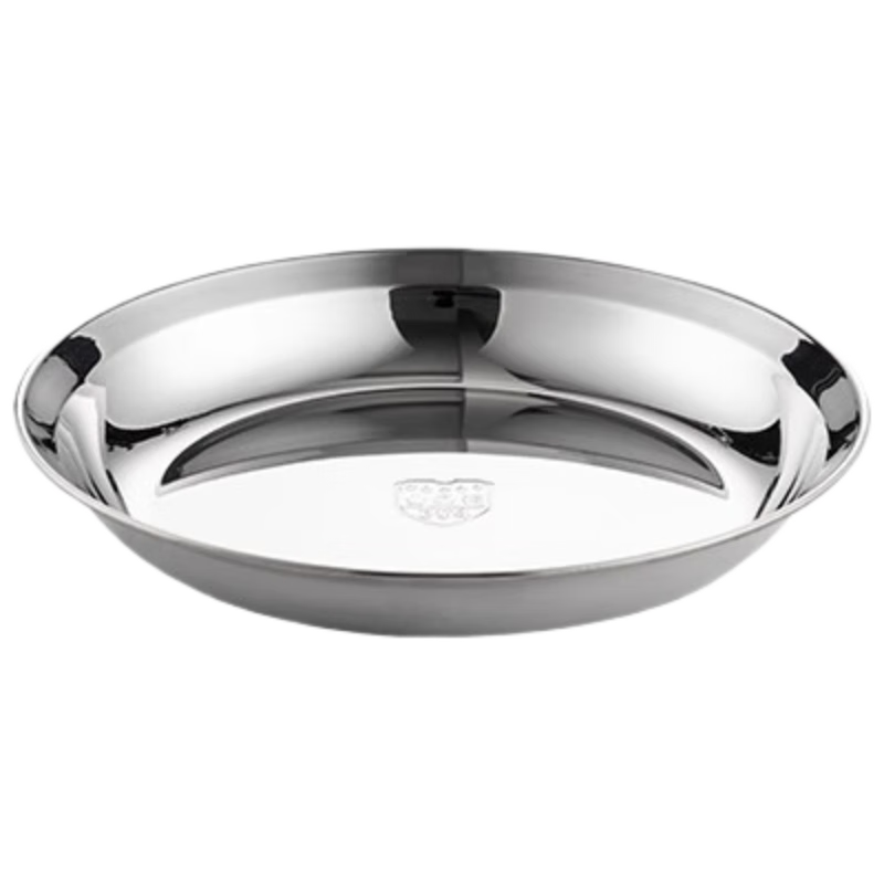 Onlycook 304 Stainless Steel Plate, Round Steaming Tray, Kitchen Prep Serving Dish, Food-Grade Plate Tray - 22cm