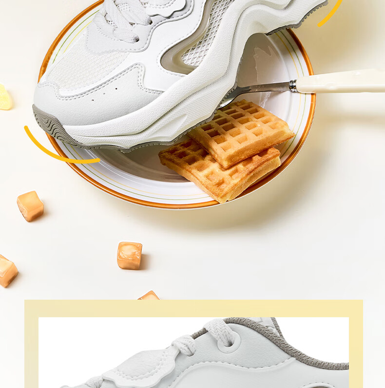 361° Women's Sports Shoes, Dumpling Shoes, Autumn Mesh Breathable Retro Thick-Soled Heightening Casual Dad Shoes, 682536773-1 9