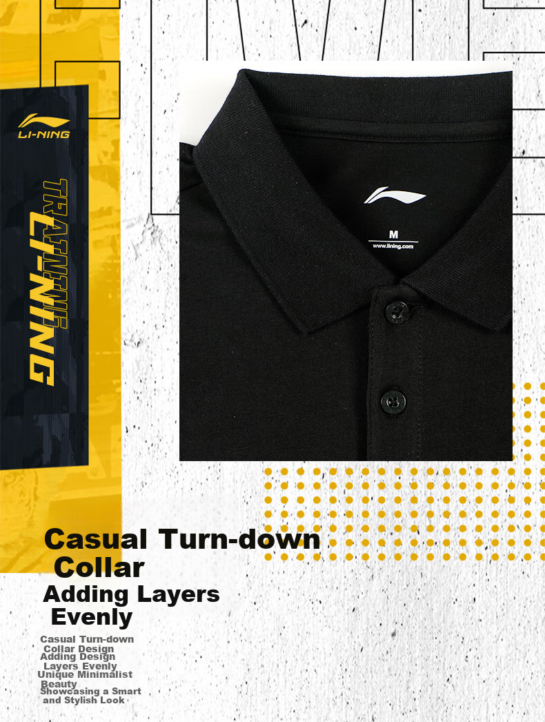 Li-Ning Lapel Polo Shirt Men's Short-Sleeve Clothing Spring And Summer New Style Summer Pure Cotton Casual Breathable Half-Sleeve T-Shirt for Men T 7