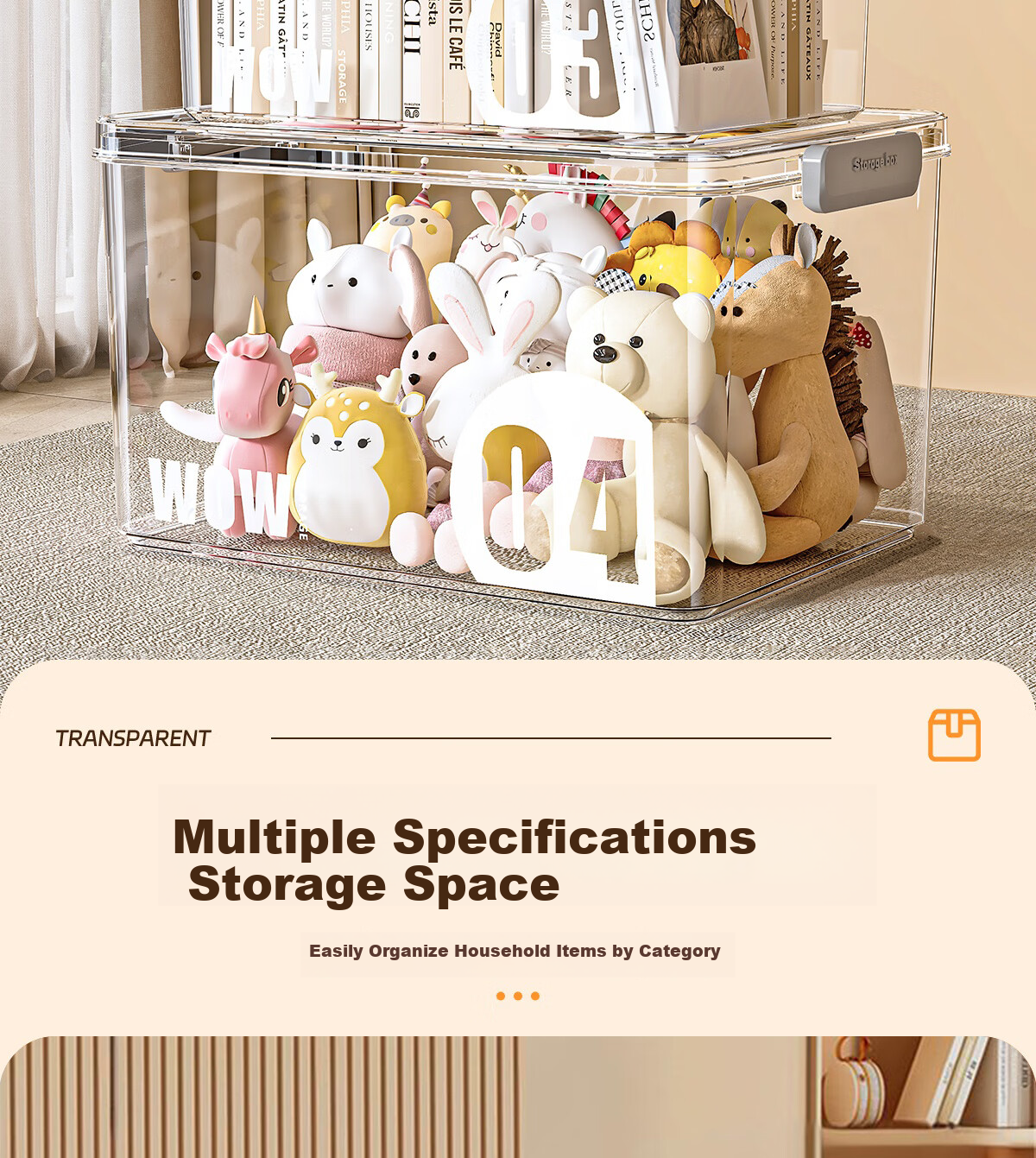 Dengbi Thick Transparent Handheld Storage Box, Household Clothes And Book Storage Container, Large Capacity Snack Toy Plastic Organizer Box 5