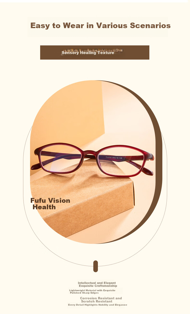 Fushikang Anti-Blue Light Women's TR90 Imported Ultra-Light Reading Glasses for Middle-Aged And Elderly, TJ010 Wine Red +2.5 Diopters 5