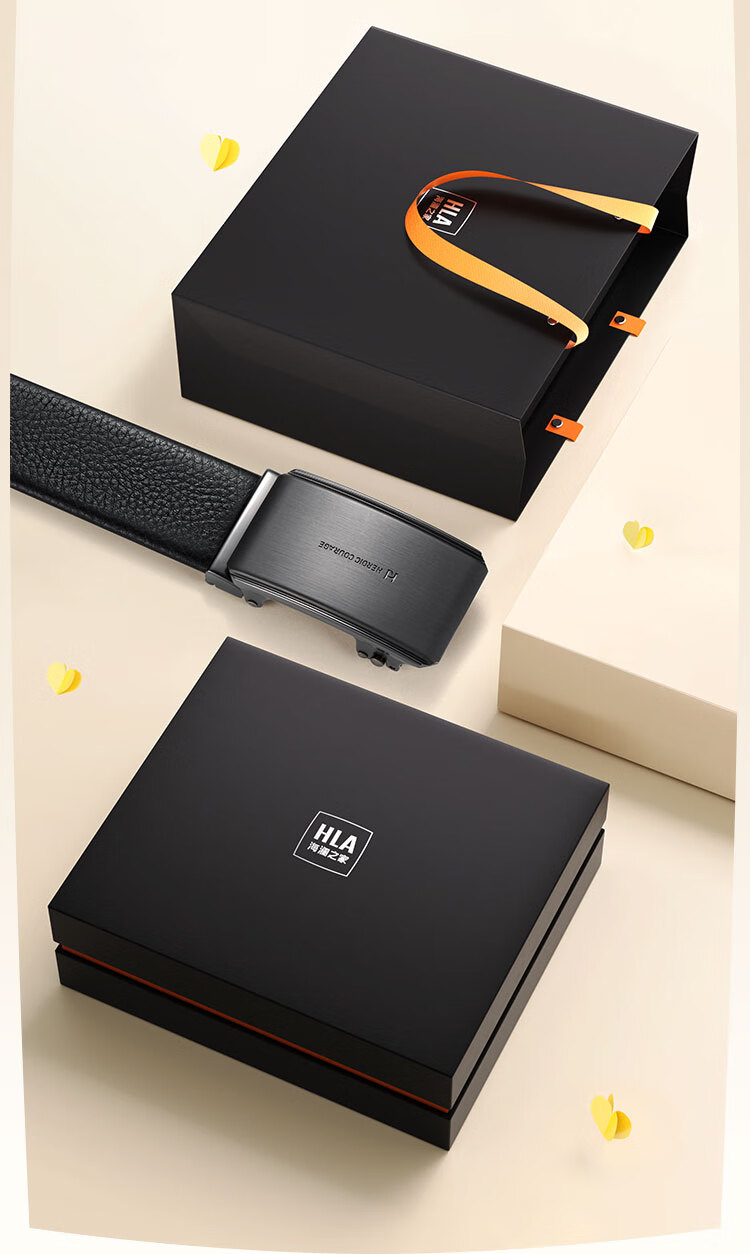 HLA Men's Belt, Birthday Gift, Automatic Buckle, Top-Grain Leather, Gift Box Packaging, New Style, Birthday Present for Husband Or Father 6
