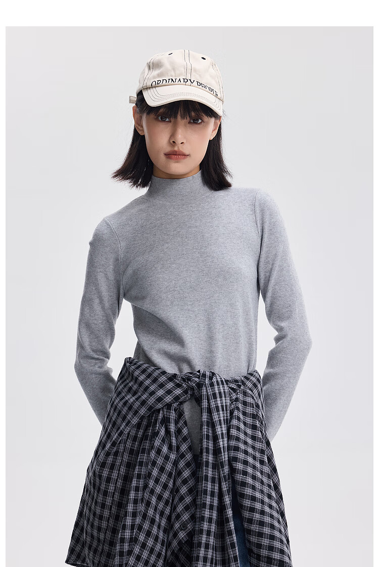 Meters Bonwe Women's New High Neck Stretch Pullover Knit Sweater Top 5