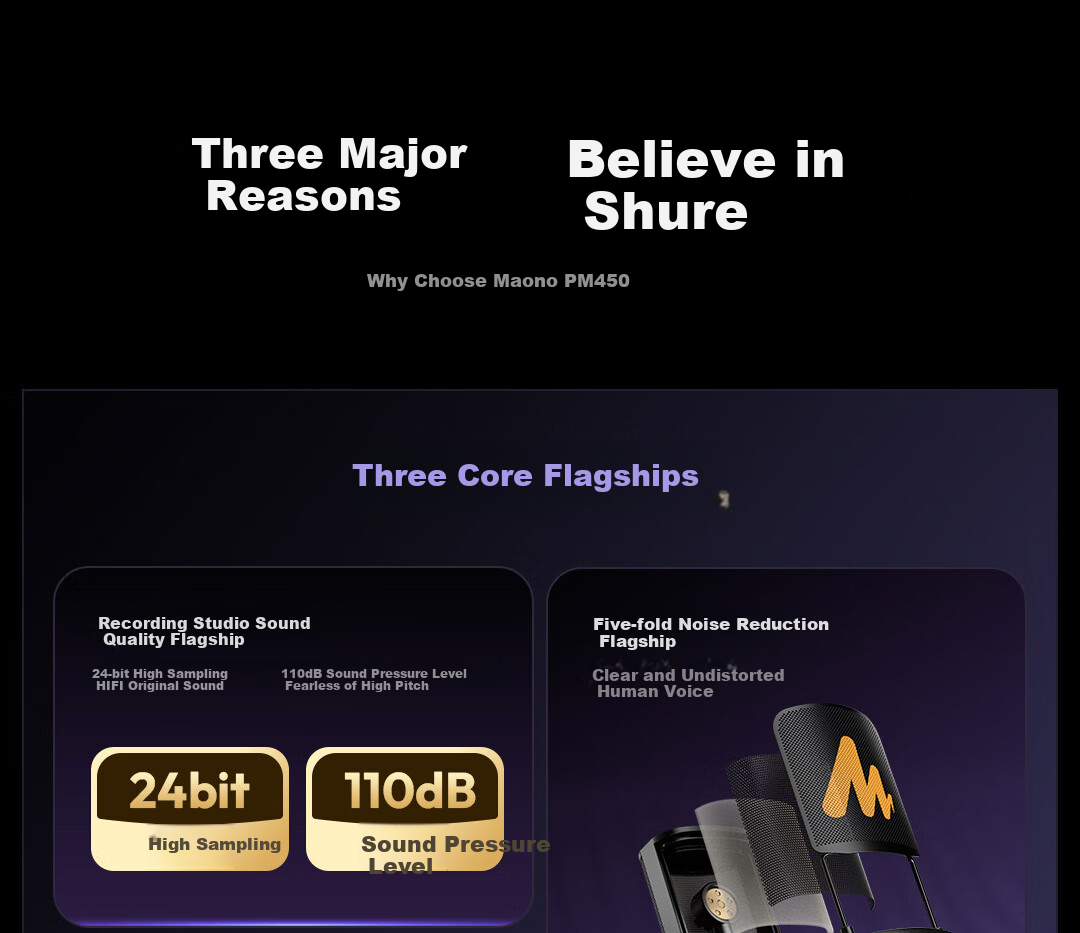 Maono Dynamic Microphone, Professional Live Streaming And Recording Speaker, Gaming Noise Reduction Computer Microphone, Host Voiceover Microphone, Built-In Sound Card, Shanke (PD300) Cantilever Model 5