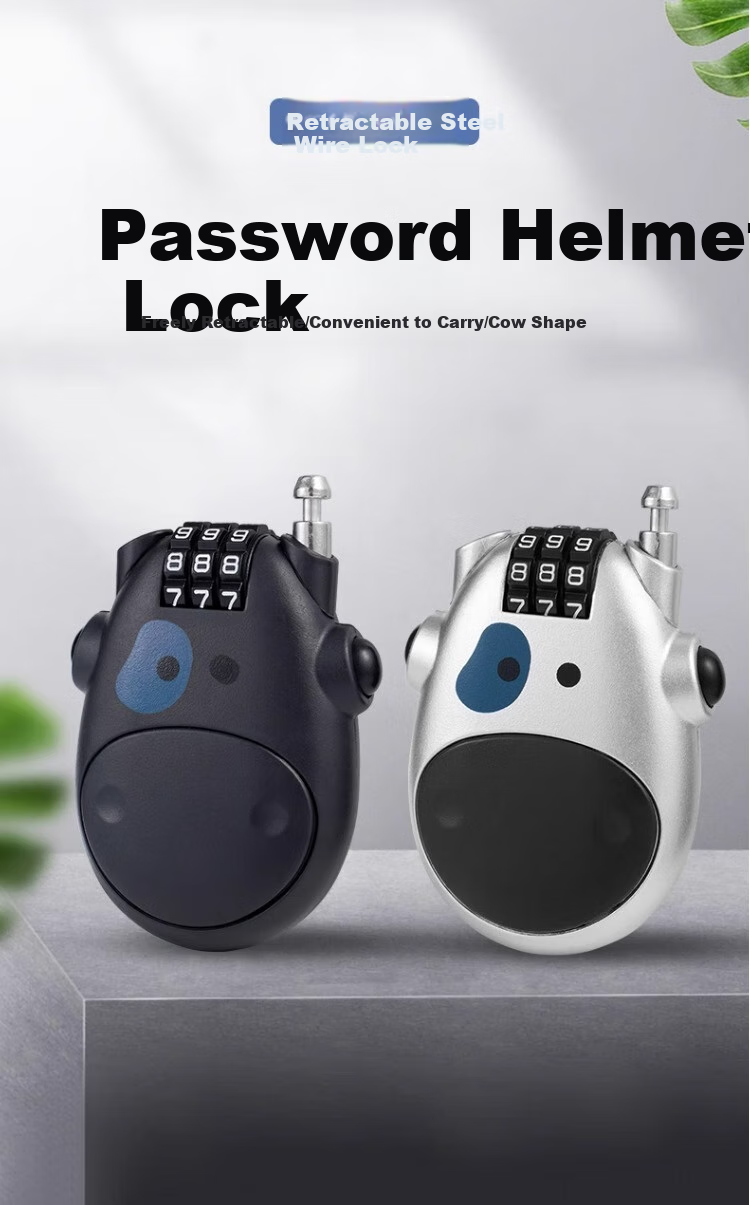 Shouli Retractable Steel Cable Padlock, Combination Lock, Helmet Lock, Bicycle Lock, Extended Steel Cable, Travel Gym Mini Padlock 2