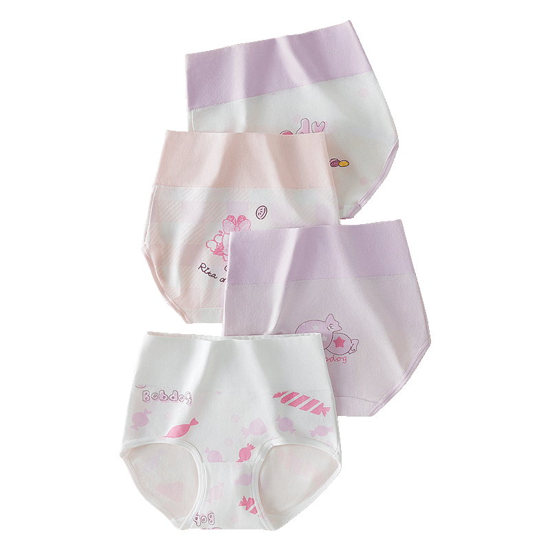 Babu Bean Girls' Cotton Underwear A-Class High-Waist Belly Protection Shorts Girls' Briefs Children's Triangle Pants for Older Kids