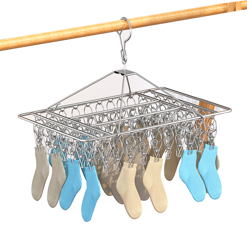 Gongxun Stainless Steel Sock Hanger, Clothes Drying Rack, Balcony Essential, Multifunctional Underwear Clip, Windproof Multi-Hanger
