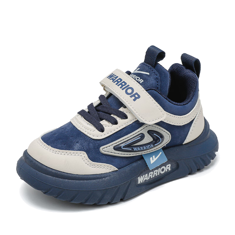 Warrior Boys' Shoes Spring And Autumn Style Children's Sneakers Lightweight Soft-Soled Running Shoes WZ(CL)-0943 Navy Blue/beige 33