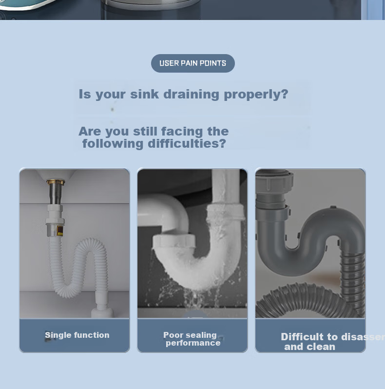 ARROW Kitchen Sink Drain Pipe Three-Way Fitting Set, Dishwashing Basin Drainage System, Sink Drainage Pipe 3