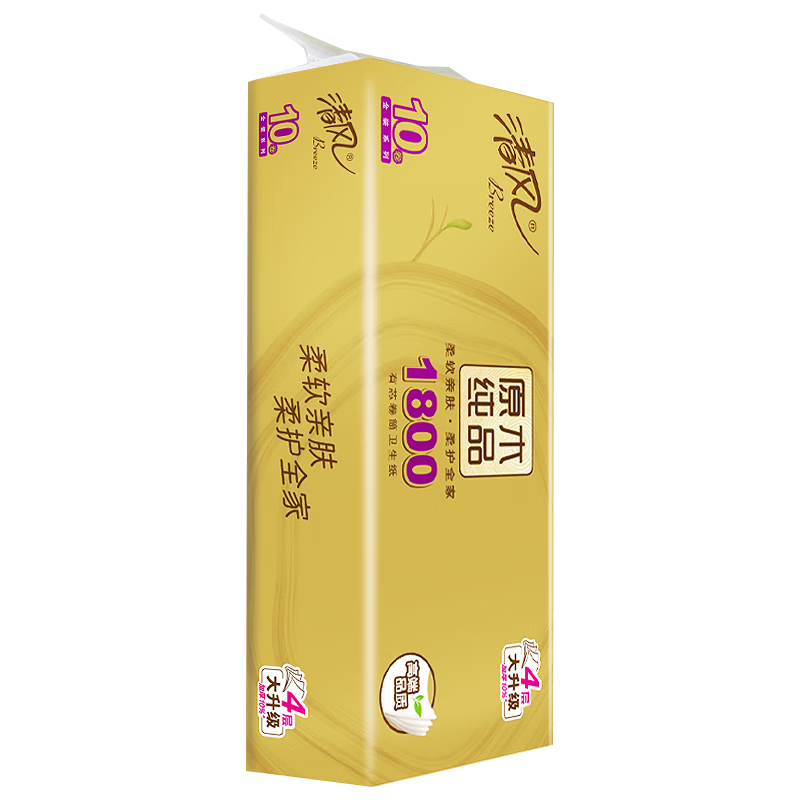 APP Core Roll Toilet Paper, Natural Wood Gold Edition, 4-Ply, 180g*10 Rolls, Tissue Paper, Bathroom Tissue, Toilet Roll Paper, Single Pack