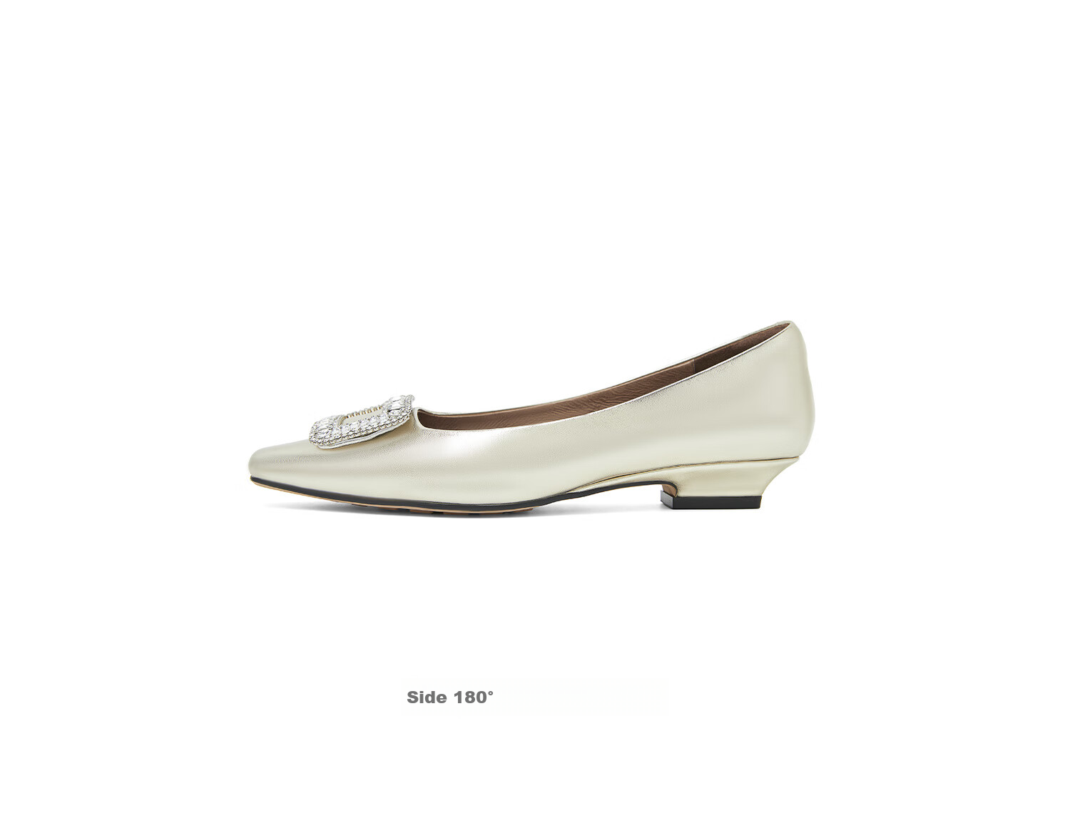 COMELY Rhinestone Square Buckle Women's Flats, Spring New Style Genuine Leather Low-Heel French Gold Flat Shoes, Cream White, Size 35 10
