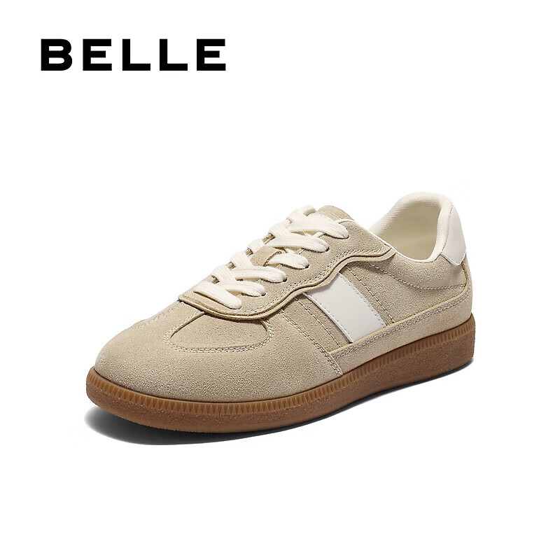 Belle Women's Shoes, Retro Forrest Gump Shoes, Training Shoes, Spring Simple Comfortable Versatile Casual Sneakers, B2685CM5, Apricot Color, Size 38