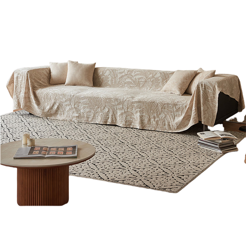 Wuyinliangpin Class A Maternity Cotton Linen Sofa Cover, Linen Sofa Slipcover, All-Inclusive Non-Slip Throw, Lily of The Valley Song, 180*380cm