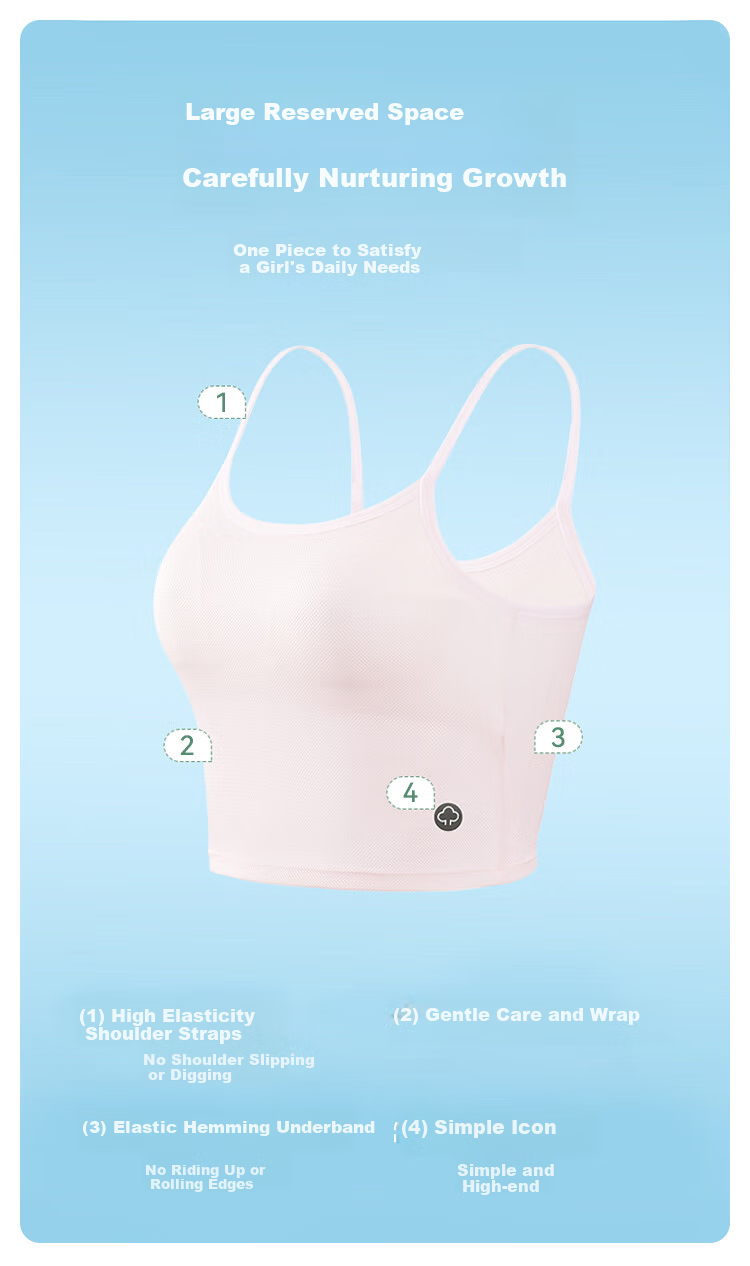 FitonTon Children's Underwear, Thin Girls' Anti-Nipple Camisole, Student Girls' Vest, Puberty Vest Underwear 2