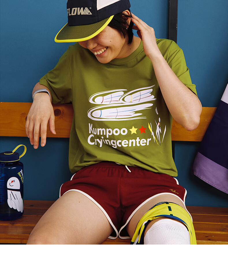 KUMPOO ACT251604 Unisex Badminton T-Shirt Crying Center Collaboration Series Short Sleeve Men's Gray Purple M 6