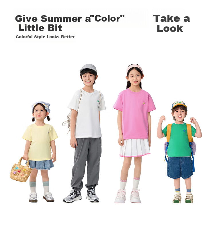 BALABALA [Same As in Mall] Children's Short Sleeve T-Shirt, Boys And Girls Top, Summer Quick-Dry Pure Cotto 3