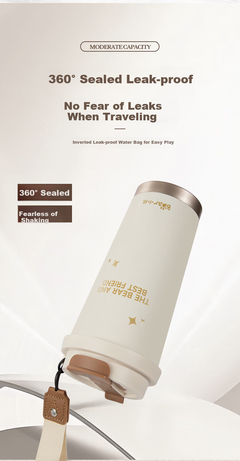Bear Insulated Mug Coffee Cup 316L Stainless Steel Dual-Use High-End Water Bottle for Men And Women Silver 350ml Gift 9