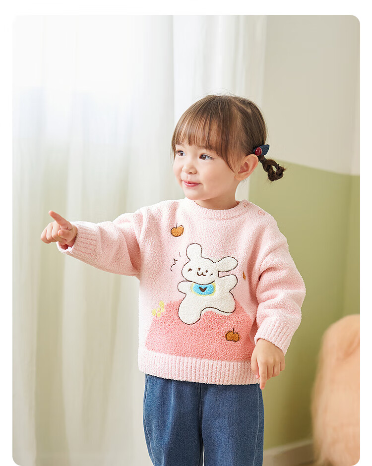 Balabala Baby Sweater Toddler Pullover Knitwear Boys Girls 2025 Winter New Cute Pattern Base Layer Shirt 9