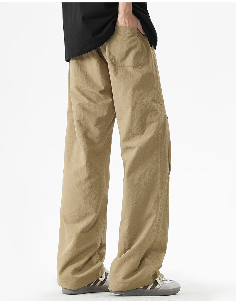 :CHOCOOLATE American Casual Pants for Men, Straight-Leg Loose Fit, Spring And Autumn New Style, Men's Ice Silk Quick-Dry Pants, Khaki, XL 6