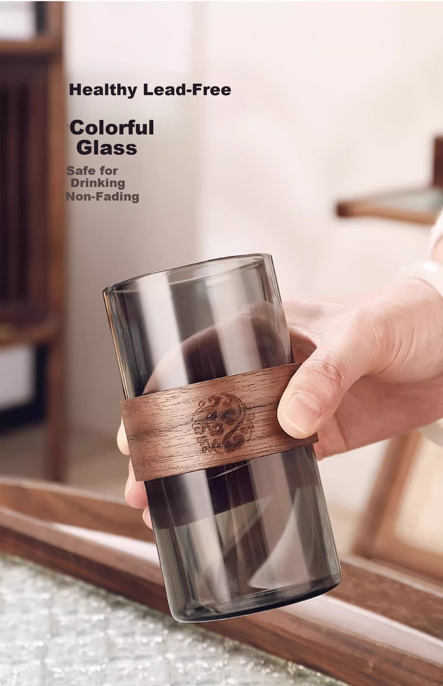 CRISTALGLASS Heat-Resistant High Borosilicate Glass Water Cup Set, Home Drinking Cups, Living Room Guest Tea Cups, New Chinese-Style Elegant Desig 4