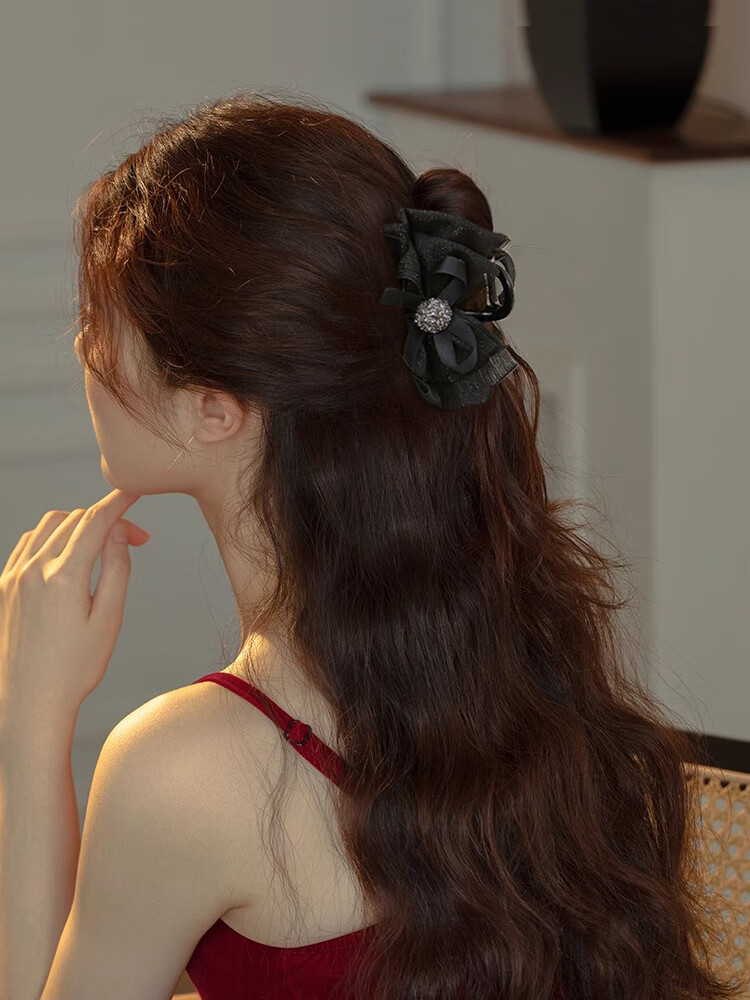 Xiangwan Layered Tulle Bow Hair Clip Hair Claw Shark Clip Hairpin Hair Accessory for Updo 5