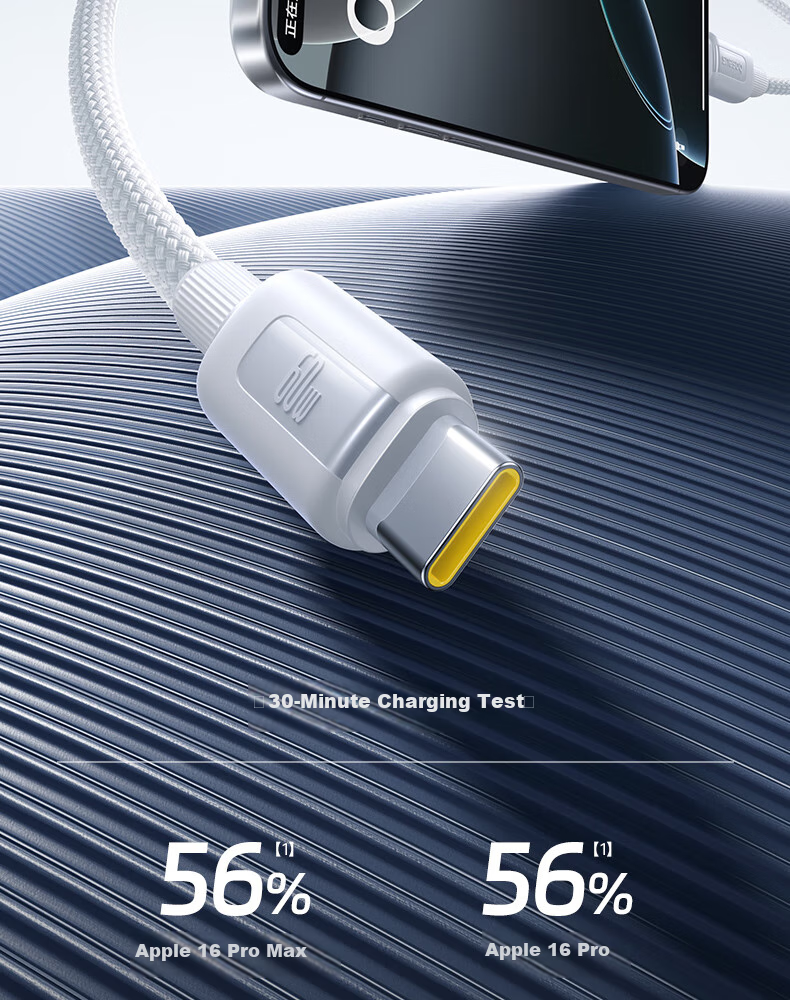 BASEUS Apple 18W Charging Cable, Dual Type-C Data Cable, PD60W Fast Charging Cable, Ctoc Car Charger Compatible with IPhone17/16/15, Phones, Tablets, IPad, Laptops, 1 Meter White 1