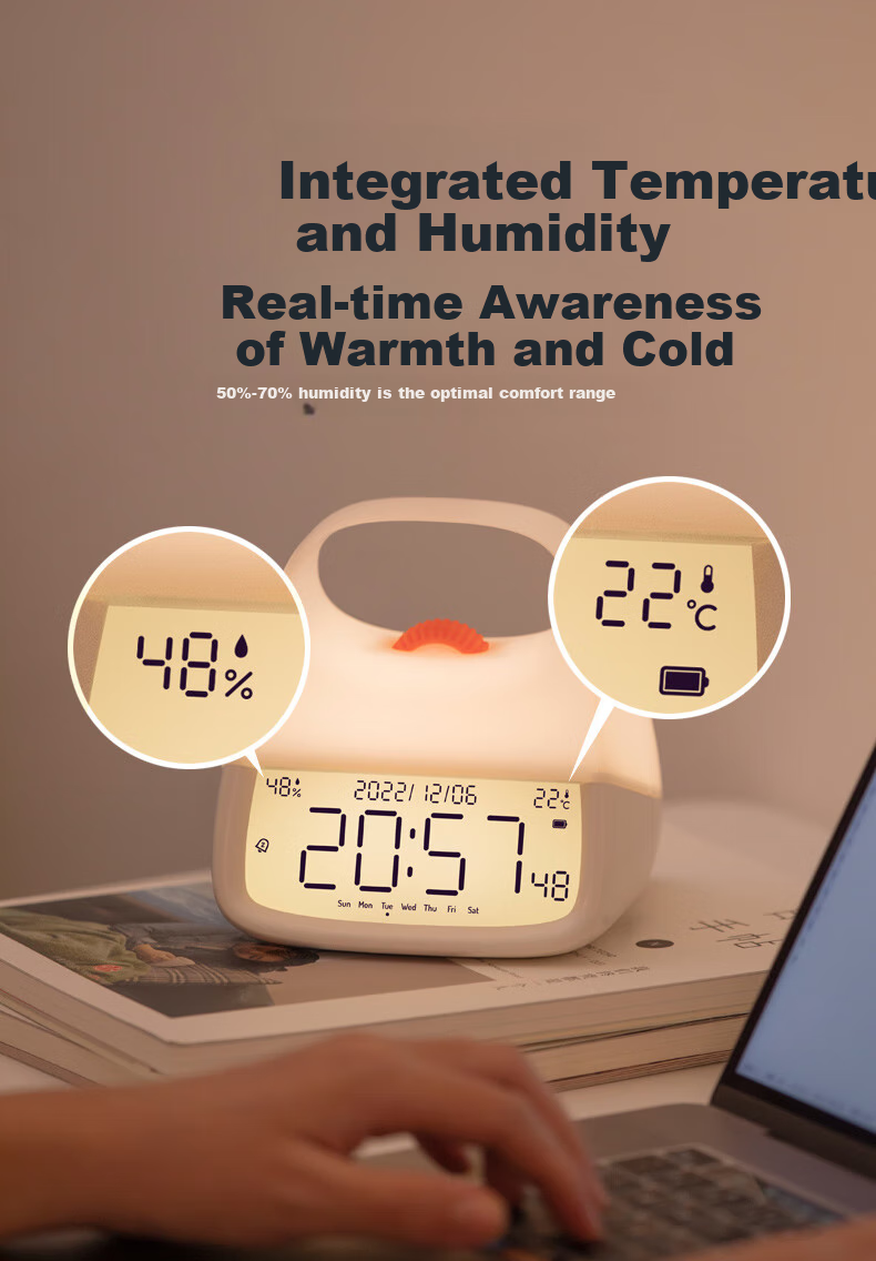 BANDIAN ORIGIN, Handheld Night Light Alarm Clock, Creative Bedroom Bedside Clock with Temperature And Humidity Display, Multifunctional Sleep Aid Night Light, Baby Feeding Light 3