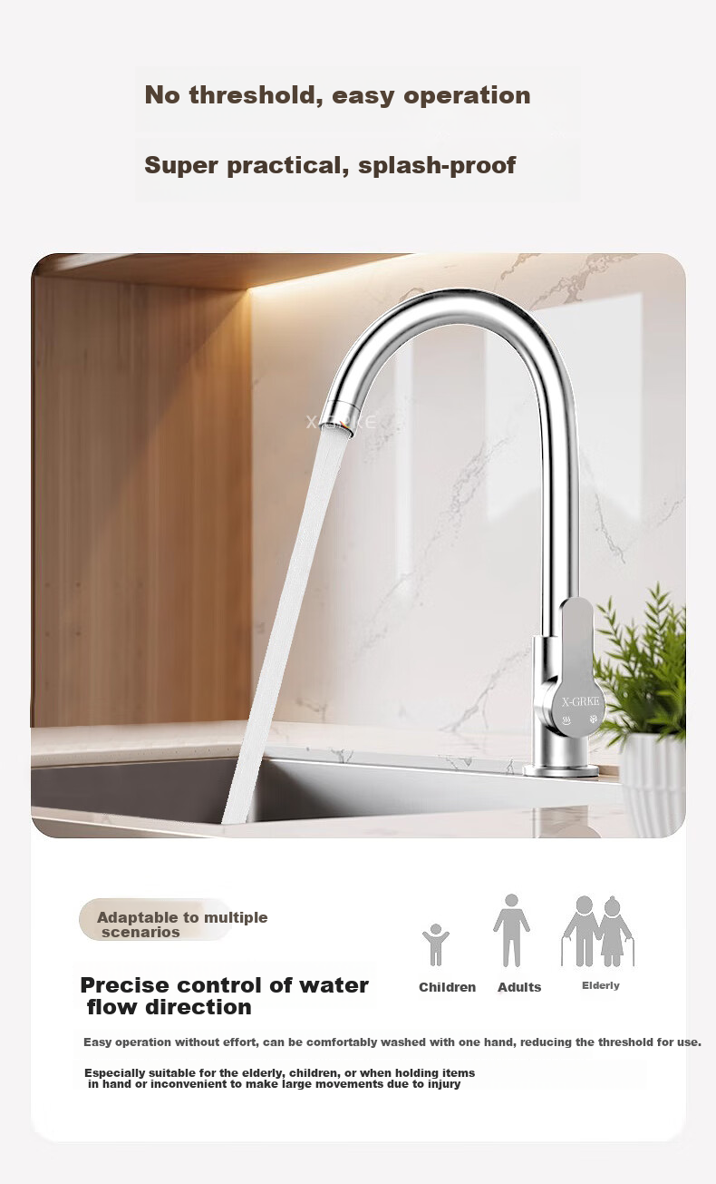 X-GRKE [Germany] Kitchen Faucet Hot And Cold Water Two-In 304 Stainless Steel Sink Faucet with 360° Rotation LR 13