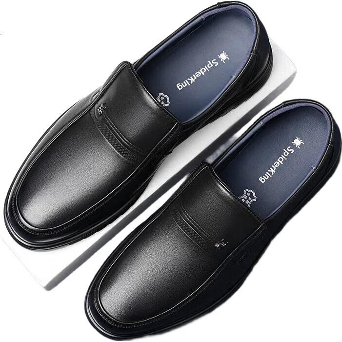 Мужские туфли SPIDER KING, кожаные, на весну и осень, бизнес-кэжуал, для среднего и пожилого возраста, черные, размер 39