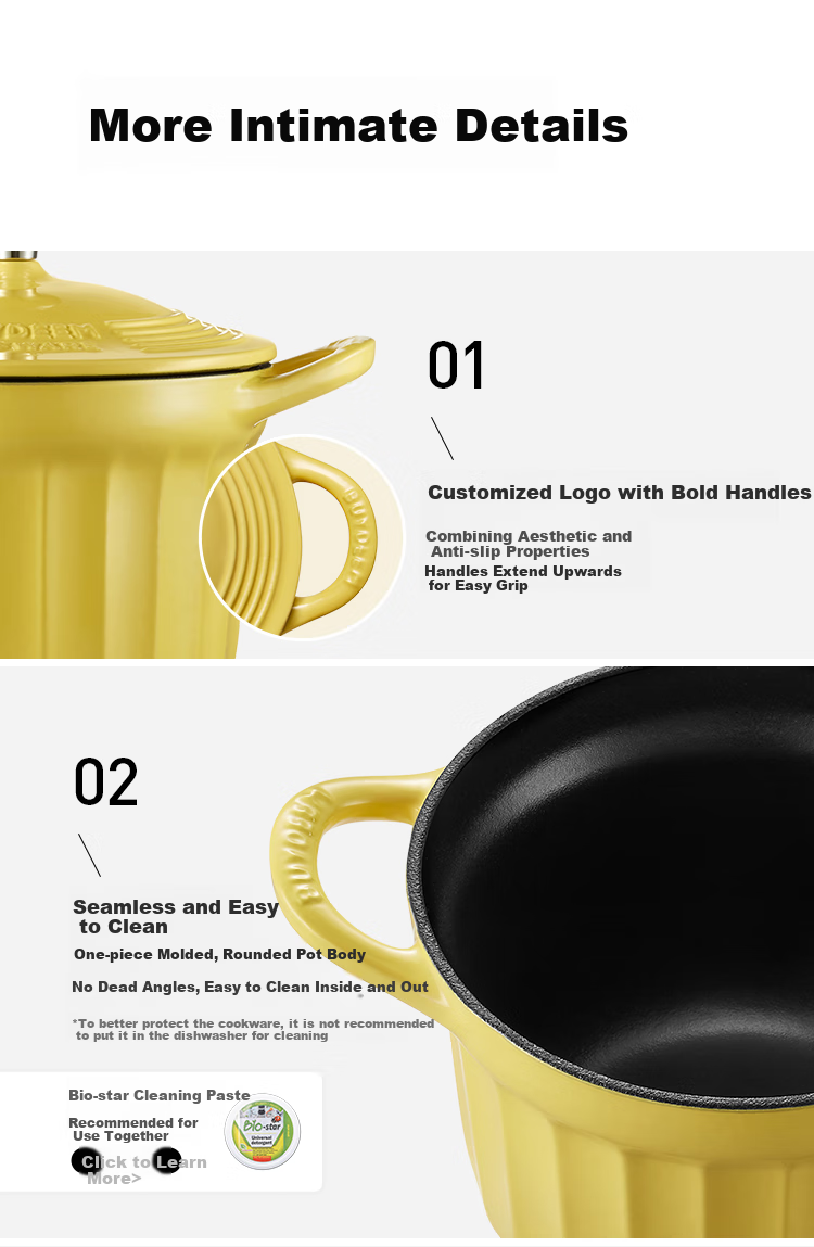 Buydeem Enamel Pot, Braising Small Round Pot, Double-Ear Cast Iron Pot, Stew Pot, 16cm Braising Pot, Light Gree 10