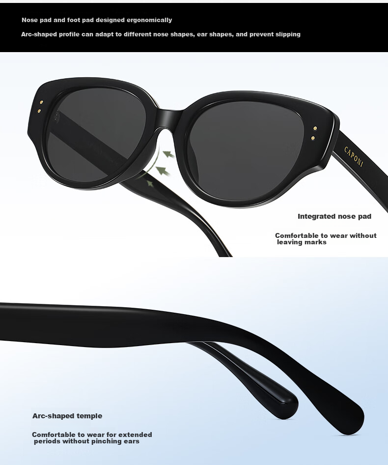 CAPONI Cat Eye Sunglasses for Women, Polarized Sunglasses, Father's Gift for Boyfriend, Girlfriend Or Wife, Practical Eyewear Gift Box Set 17