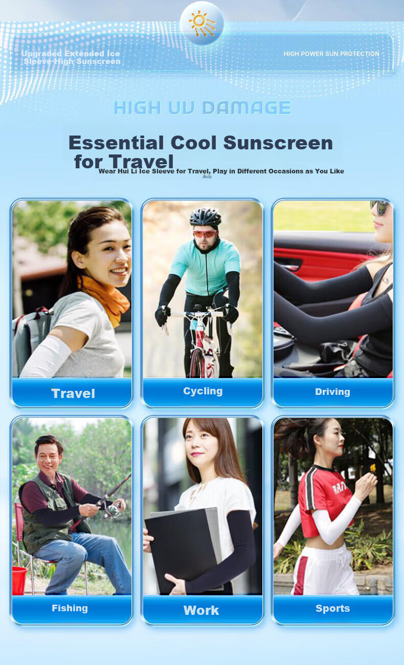Huili Summer Sun Protection Arm Sleeves, Ice Silk Thin Breathable Outdoor Driving Cycling Unisex UV Protection Ice Sleeves Hand Sleeves 3