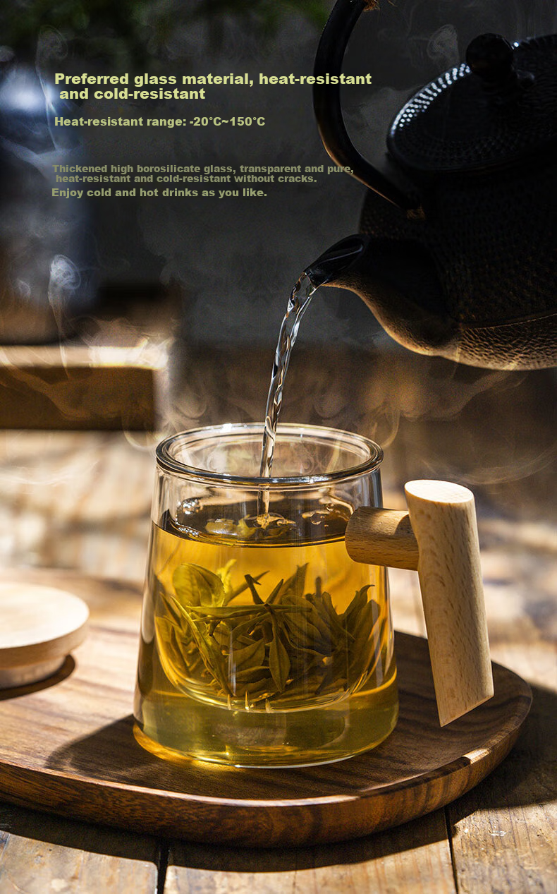 CLITON Thickened Heat-Resistant Glass Tea Cup with Filter, Tea-Water Separation, Home and Office Red and Green Tea Cup, Tea Ceremony Cup 5