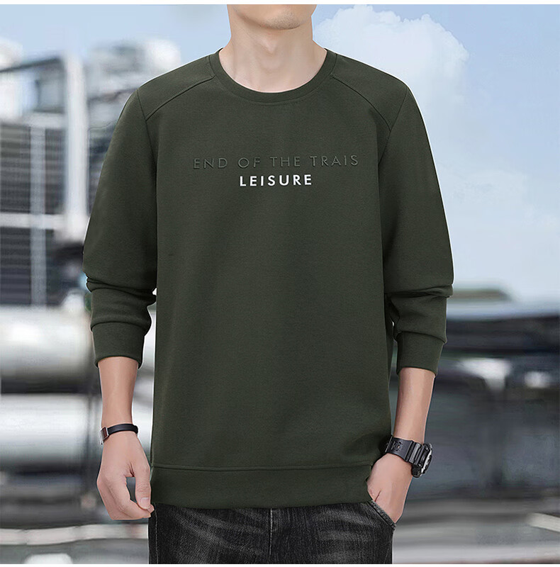 Romon Men's Spring Business Casual Long Sleeve T-Shirt Crew Neck Top Base Shirt Jacket SL50 Coffee 6XL 15
