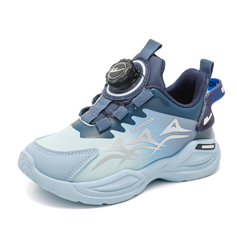 Warrior Boys' Casual Shoes Spring Autumn Knob Buckle Children's Sports Shoes WZ-1465 Moon/Blue Size 38