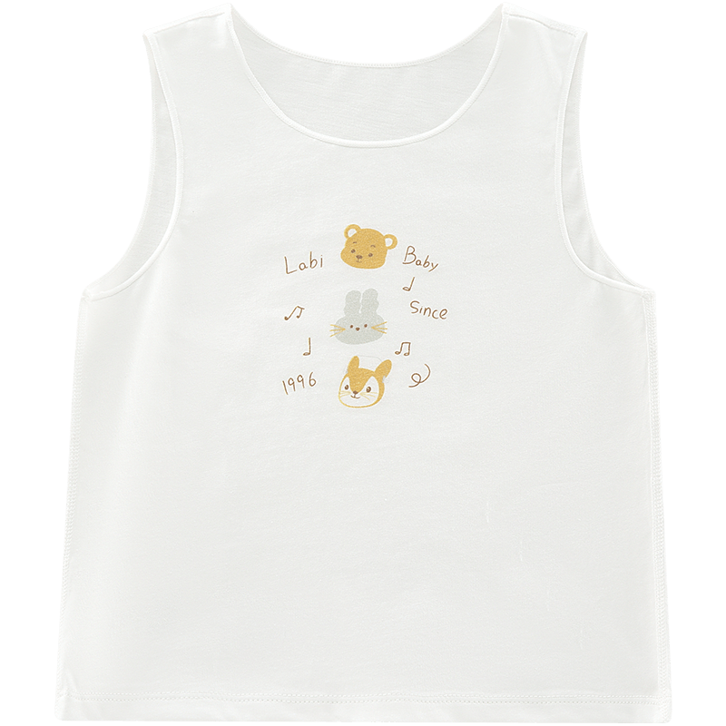 Labi Baby Children's Vest Homewear Unisex Four-Season Pure Cotton Undershirt Warm Top Off-White 100