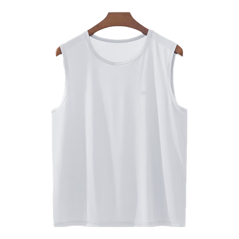 Hengyuanxiang Large Size Ice Silk Tank Top for Men, 10A Antibacterial Mesh, Summer Wide Shoulder Sleeveless Undershirt, Seamless Breathable Quick-Dry Sports T-Shirt