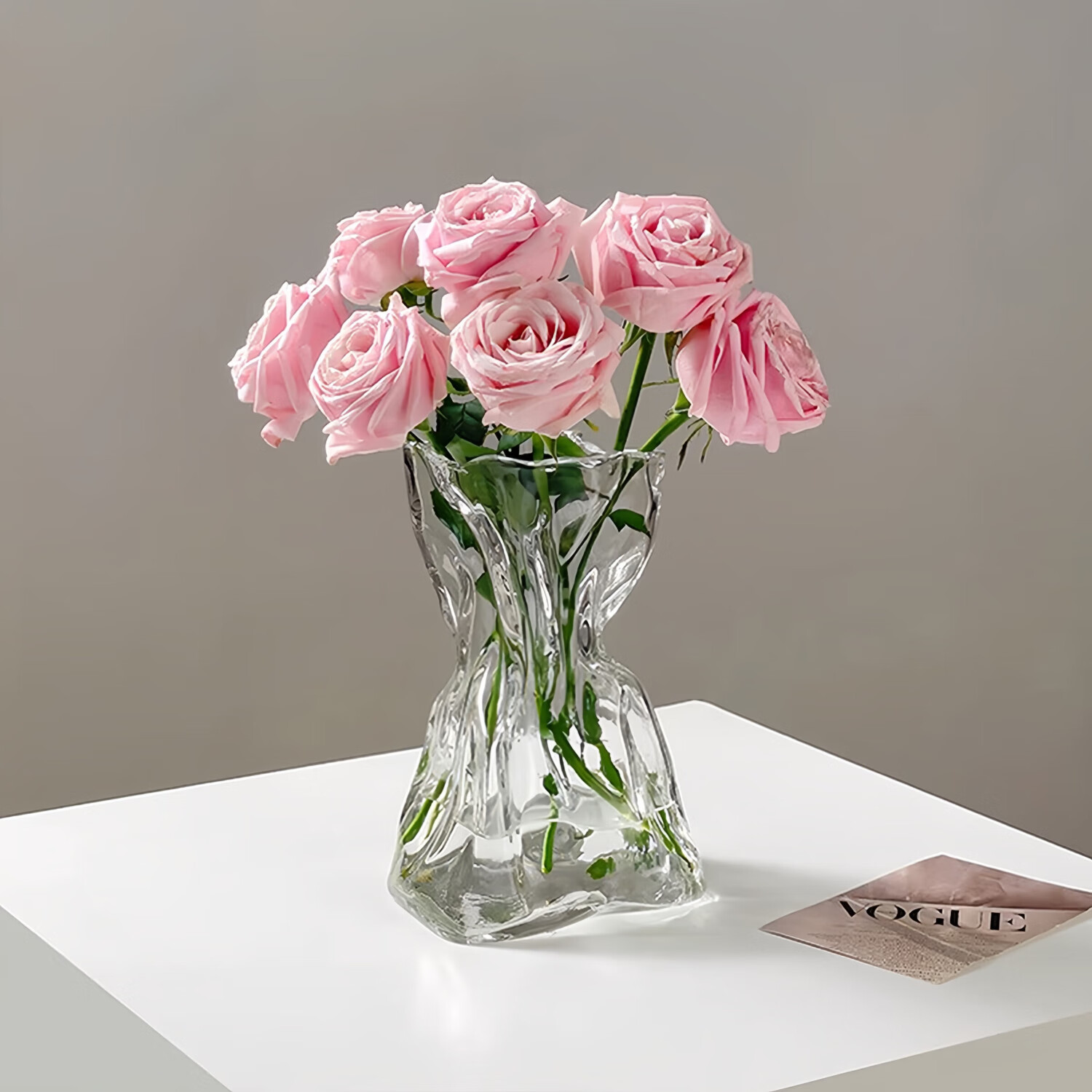 Fanye Premium Glass Vase Transparent Water Flowerpot Irregular Ins Style Decorative Flower Arrangement for Living Room Dried Flowers