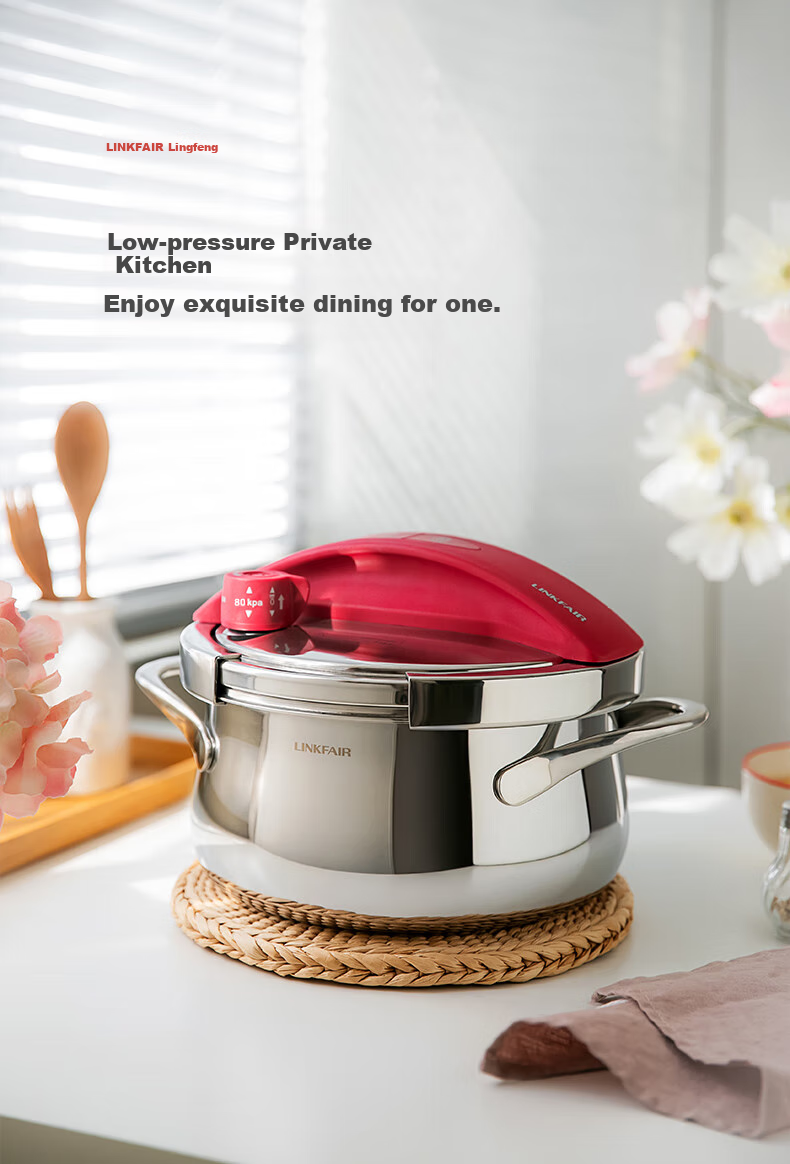LINKFAIR 4L Mini Stainless Steel Pressure Cooker Explosion-Proof Household High-Pressure Cooker One-Button Press Gas and Induction Cooker Compatible 2