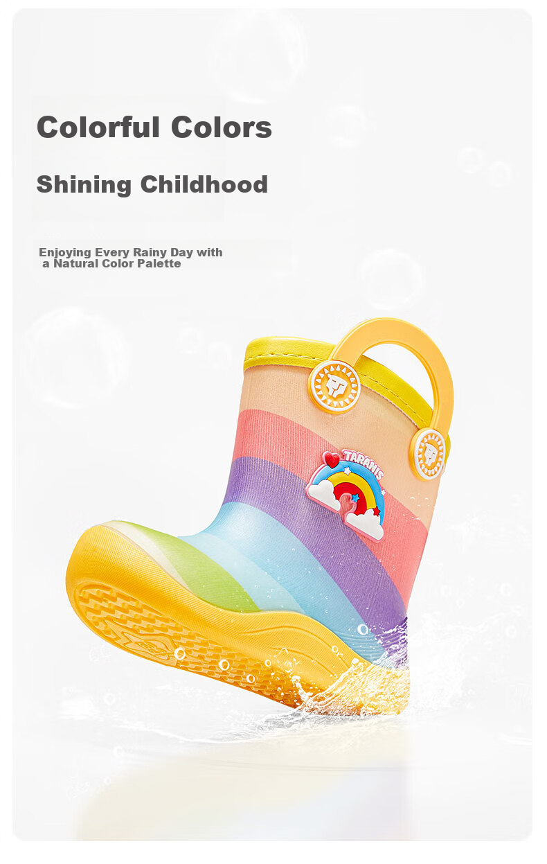 TARANIS Kids Rain Boots Boys Soft Sole Non-Slip Water Shoes Girls Yellow/Color Size 28 7