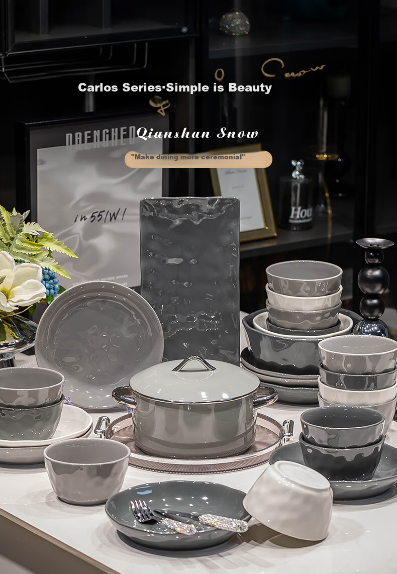 KANGMO New Light Luxury Nordic Style Ceramic Dinnerware Set, Moving Gift Set, Karlos 20-Piece Set 1