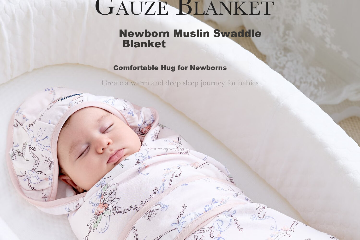DOMIAMIA Baby Swaddle, Newborn Wrap Blanket, Infant Swaddling Cloth, Anti-Startle Spring And Autumn Gauze Swaddle, Newborn Mummy Wrap 2